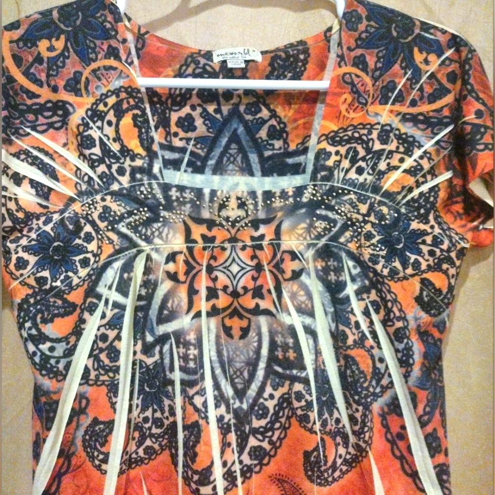 Women's "One world"  boho blouse